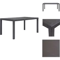 vidaXL Table de jardin Marron 150 x 90 x 72 cm Plastique aspect rotin - Tables de jardin