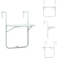 vidaXL Table suspendue pour balcon blanche 60 x 64 x 83,5 cm Plastique aspect rotin - Tables de jardin