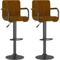 Syfax Tabourets de bar lot de 2 marron velours