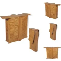 vidaXL Table de bar pliante 155x53x105 cm Teck Massif - Tables de jardin