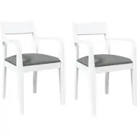 Syfax Chaises à manger coussins 2 pcs blanc bois massif caoutchouc