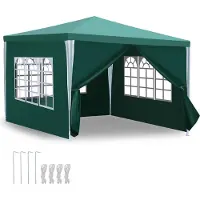 Yakimz Pavillon de jardin avec tubes en spirale et grandes fenêtres avec 3 panneaux latéraux amovibles tente portable imperméable tente de fête, pavillon de jardin,pour les fêtes mariages camping