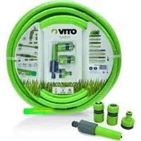 Vito Tuyau d'arrosage 19mm 25m KIT PVC lance multi jet+ 2 raccords + nez de robinet