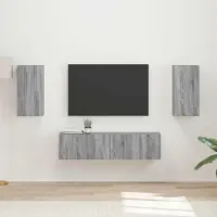 Prolenta Meuble TV exclusif - Ensemble de 4 pièces en bois imitation chêne Sonoma gris