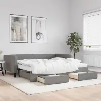 Prolenta Maison Exclusive - Lit de jour convertible avec tiroirs, gris foncé, 100 x 200 cm, tissu