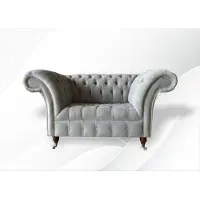 AEA Fauteuil Canapé Coussin Canapé textile Chesterfield Canapé 1,5 places monoplace Gris