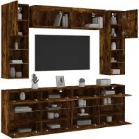 Prolenta Maison Exclusive - Ensemble de meubles TV muraux 6pcs et lumières LED chêne fumé
