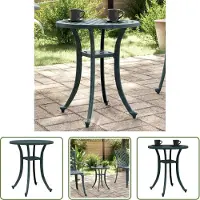 The Living Store Table de jardin Vert Ø48x53 cm Fonte d'aluminium