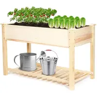 Merkloos Frobin Bac à plantes pour l'extérieur - Bac à plantes surélevé en bois - Table à plantes - Bac à fleurs - Bac à plantes surélevé pour le jardin et le balcon