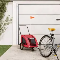Prolenta Remorque de vélo exclusive - Pour chiens, de couleur rouge, en tissu Oxford et en fer