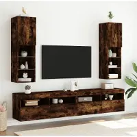 Prolenta Maison Exclusive - Meubles TV avec éclairage LED 2 pièces Chêne fumé 30,5x30x102 cm