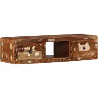Syfax Meuble TV mural 100x32x25 cm bois massif de récupération