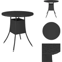 vidaXL Table de jardin noire 70x70x73 cm en polyrotin - Tables de jardin