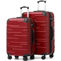 Sonstiges COOLIFE Ensemble de valises rigides 2pcs ABS Serrure TSA 4 roues - Rouge