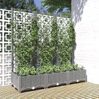 Prolenta Maison Exclusive - Jardinière avec treillis Gris clair 120x40x121,5 cm PP