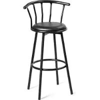 StarTech.com Lot de 2 - Tabourets de bar/chaises de bar - Assise ronde - Pivotants à 360° - Structure en tube d'acier - Panneau de particules et rembourrage en mousse épaisse - Noir