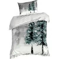 Eurofirany | Literie de Noël - Garniture de lit - blanc crème gris - 140 x 200 cm - Coton - Motif de Noël