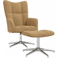 Syfax Chaise de relaxation avec tabouret Marron Velours