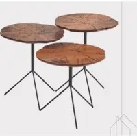 Xl Moebel Gmbh Tables rondes en bois Designer Set de 3 tables basses Salon Tables robustes