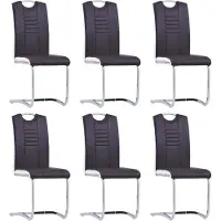vidaXL 6 x Chaises cantilever Chaise de salle à manger Chaise rembourrée Chaise à dossier haut Chaise de cuisine Chaise de salle à manger Noir Similicuir