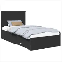Syfax Cadre de lit Noir et argent 90 x 200 cm Bois d'ingénierie