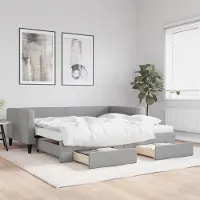 Prolenta Maison Exclusive - Canapé-lit convertible avec tiroirs, gris clair, 100 x 200 cm, tissu