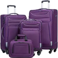 Sonstiges COOLIFE Set de valises 4pcs lilas+argenté Serrure TSA Bagage à main 4 roues