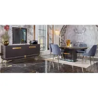 AEA Esszimmer Edelstahl Garnitur Designer Esstisch 4x Stühle Kommode 7tlg