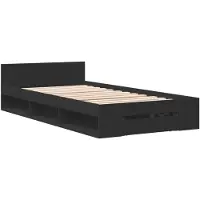Syfax Cadre de lit avec tiroir sans matelas noir 75x190 cm