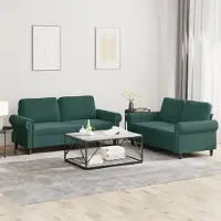Prolenta Maison Exclusive - Ensemble de canapé 2 pièces avec coussins en velours vert foncé