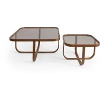 AEA Marron Salon Set 2x Tables basses Aménagement moderne Designer complet