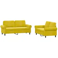 Syfax Ensemble de canapés 2 pcs avec coussins Jaune Velours