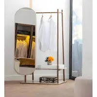 Xl Moebel Gmbh Miroir miroir sur pied étagère cintre bois design