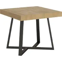 Ityhome - Table extensible 90/194x90 cm Zeplir chêne nature pieds anthracite