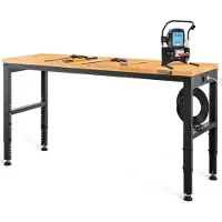 StarTech.com Etabli réglable en hauteur 155 x 51 x 72-97 cm - Table de serrage, capacité de charge 900 kg - Brun Etabli pliable - Etabli multifonctionnel pour l'entrepôt et le bureau