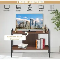 B2X Meuble TV Centre de divertissement TV Étagère TV à 2 niveaux pour téléviseurs jusqu'à 32 pouces noyer