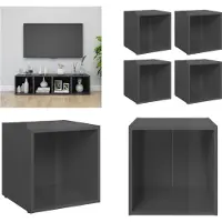 vidaXL Armoires TV 4 pcs. Gris brillant 37x35x37 cm Bois composite - Armoire TV - Meubles TV - Armoire TV