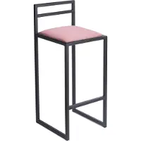 Ferro Tabouret de bar noir 84 cm avec dossier - Tabouret de bar en métal avec assise rembourrée - Style Loft industriel - Rose