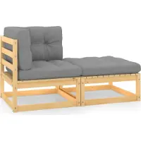 Prolenta Ensemble de salon de jardin exclusif, 2 pièces, avec coussins, en bois massif de pin