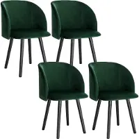 Merkloos Chaise de salle à manger - lot de 4 - velours vert - avec accoudoirs - hauteur de citron 47cm