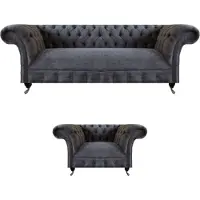 AEA Polstermöbel Sofagarnitur Sofa Dreisitze Couch Textil Möbel Sessel Chesterfield