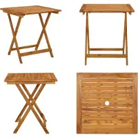 vidaXL Table de jardin pliante 70 x 70 x 75 cm Bois massif Acacia - Table de jardin - Tables de jardin - Table de bistrot