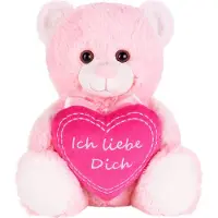 Ed Brubaker Ours en peluche avec coeur rose - Je t'aime - 25 cm - Teddy Bear Peluche Doudou - Peluche rose