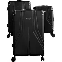 Almina 3 pcs. Set de valises avec 4 roues coque dure avec protection des bords pivotant à 360° Noir