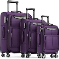 Sonstiges SHOWKOO Ensemble de valises en tissu 3 pièces Serrure TSA 4 roues Violet