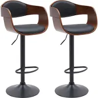 CLP 2 chaises de bar Kingston B - similicuir, structure noire - noyer/noir