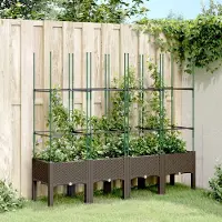Prolenta Maison Exclusive - Bac à plantes avec treillis brun 160x40x142,5 cm PP