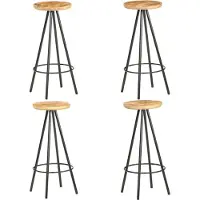 Syfax Tabourets de bar lot de 4 bois de manguier brut