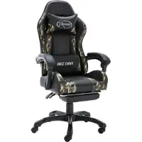 Syfax Fauteuil de jeux vidéo repose-pied Noir/camouflage Similicuir