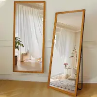 360Home Miroir, miroir d'habillage, miroir intégral, miroir d'essayage, miroir à poser, miroir mural, miroir sur pied, miroir de maquillage, aspect bois L60*H160cm